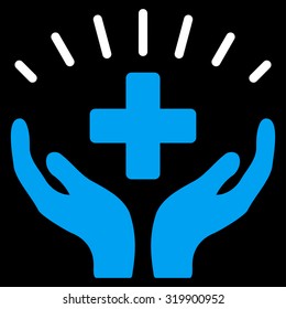 Medical Prosperity vector icon. Style is bicolor flat symbol, blue and white colors, rounded angles, black background.