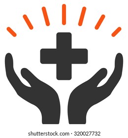 Medical Prosperity vector icon. Style is bicolor flat symbol, orange and gray colors, rounded angles, white background.