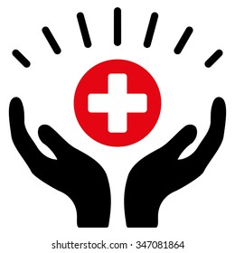Medical Prosperity vector icon. Style is bicolor flat symbol, intensive red and black colors, rounded angles, white background.