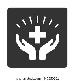 Medical Prosperity vector icon. Style is flat rounded square button, white and gray colors, white background.