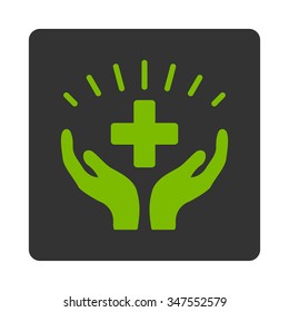 Medical Prosperity vector icon. Style is flat rounded square button, eco green and gray colors, white background.