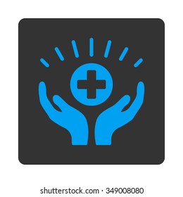 Medical Prosperity vector icon. Style is flat rounded square button, blue and gray colors, white background.