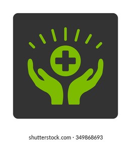 Medical Prosperity vector icon. Style is flat rounded square button, eco green and gray colors, white background.