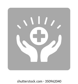 Medical Prosperity vector icon. Style is flat rounded square button, white and silver colors, white background.
