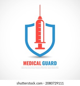 Medical protection abstract vector logo on white background