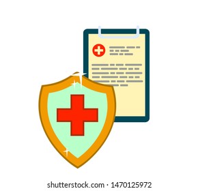 Medical protection. Health insurance. Vector illustration in flat style.