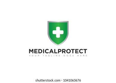 medical protection logo and shield icon and medical icon Vector design Template. Vector Illustrator Eps.10