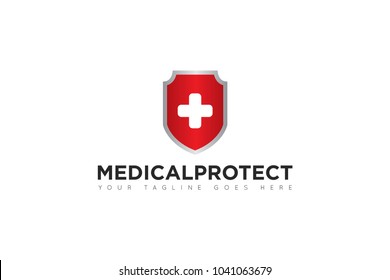 medical protection logo and shield icon and medical icon Vector design Template. Vector Illustrator Eps.10