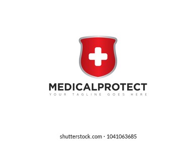 medical protection logo and shield icon and medical icon Vector design Template. Vector Illustrator Eps.10