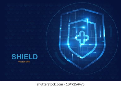 Medical Protection Shield Glowing Futuristic Abstract 