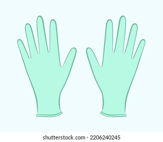 Medical protective elastic gloves. Virus coronavirus covid19 protection. CAD mockup. Fashion drawing template. Vector illustration. 