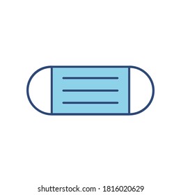 Medical protective mask blue icon. Concept about health and disease. Flat mask vector illustration isolated