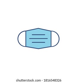 Medical protective mask blue icon. Concept about health and disease. Flat mask vector illustration isolated