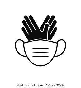 Máscara y guantes de protección médica. Icono de material vectorial en un fondo blanco. Concepto de prevención de la propagación del coronavirus (COVID-19)