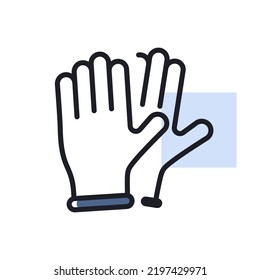 Icono vectorial de guantes de goma protectores médicos. Coronavirus. Símbolo gráfico para diseño de aplicaciones y sitios web médicos, logotipo, aplicación, interfaz de usuario