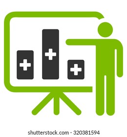 Medical Public Report vector icon. Style is bicolor flat symbol, eco green and gray colors, rounded angles, white background.