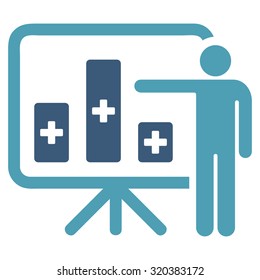 Medical Public Report vector icon. Style is bicolor flat symbol, cyan and blue colors, rounded angles, white background.