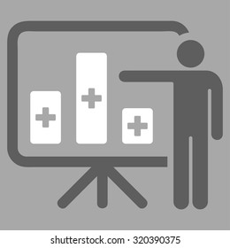 Medical Public Report vector icon. Style is bicolor flat symbol, dark gray and white colors, rounded angles, silver background.
