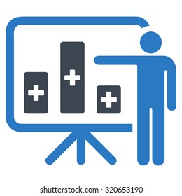 Medical Public Report vector icon. Style is bicolor flat symbol, smooth blue colors, rounded angles, white background.