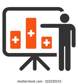 Medical Public Report vector icon. Style is bicolor flat symbol, orange and gray colors, rounded angles, white background.