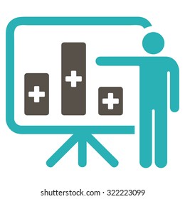 Medical Public Report vector icon. Style is bi-color flat symbol, grey and cyan colors, rounded angles, white background.