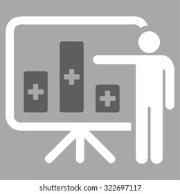 Medical Public Report vector icon. Style is bicolor flat symbol, dark gray and white colors, rounded angles, silver background.