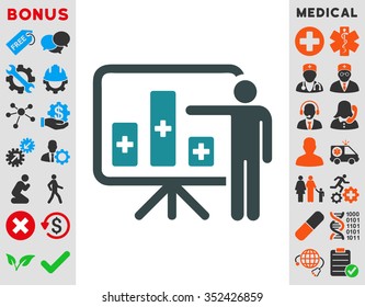 Medical Public Report vector icon. Style is bicolor flat symbol, soft blue colors, rounded angles, white background.