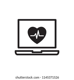 Medical pulse heart with laptop icon
