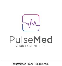 Medical Pulse Logo Design Template. Pulse Wave logo design concept. Health Pulse rate Medical logo template vector symbol element