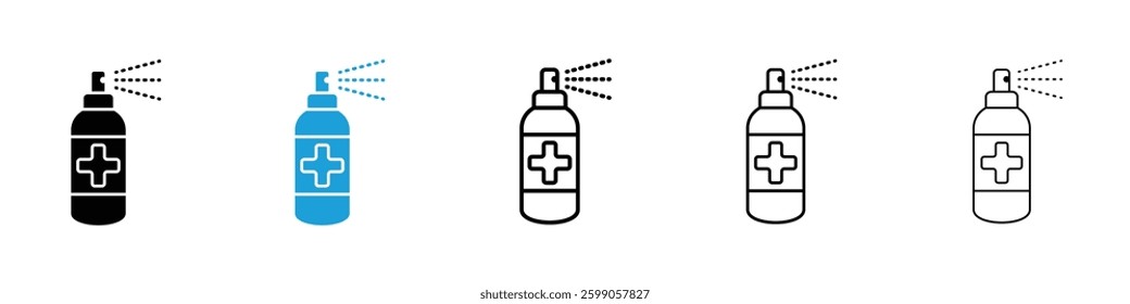 Medical pump icons vector illustrations in black and blue colors for web and ui designs