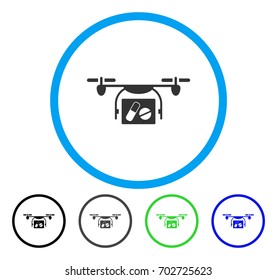Medical Quadcopter rounded icon. Vector illustration style is a flat iconic symbol inside a circle, black, grey, blue, green versions. Designed for web and software interfaces.
