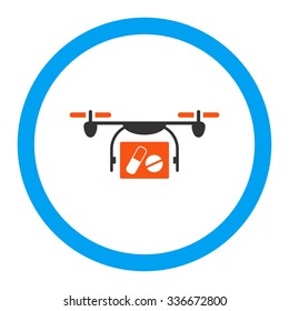 Medical Quadcopter vector icon. Style is flat rounded symbol, bright colors, rounded angles, white background.