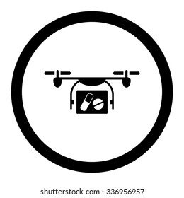 Medical Quadcopter vector icon. Style is flat rounded symbol, black color, rounded angles, white background.