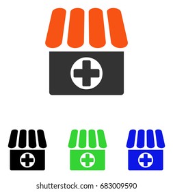 Medical Quadcopter vector pictogram. Illustration style is a flat iconic colored symbol with different color versions.