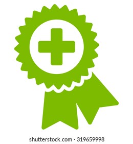 Medical Quality Seal vector icon. Style is flat symbol, Eco green color, rounded angles, white background.