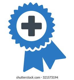 Medical Quality Seal vector icon. Style is bicolor flat symbol, smooth blue colors, rounded angles, white background.