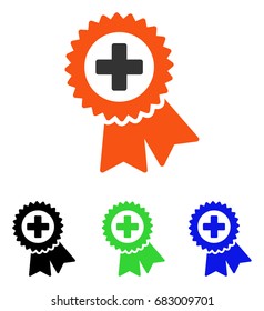 Medical Quality Seal vector pictograph. Illustration style is a flat iconic colored symbol with different color versions.