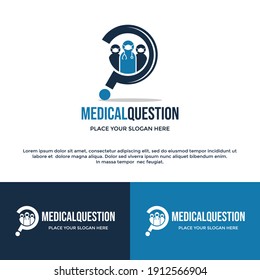 Medical question vector logo template. This design use human or doctor symbol. Suitable for answer or question.