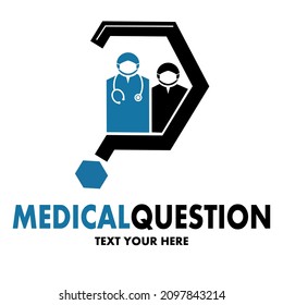 Medical question vector logo template. This design use human or doctor symbol. Suitable for answer or question.