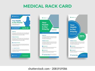 Medical rack card design template, Covid 19 rack card template, Coronavirus rack card design, Dl flyer template