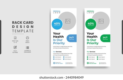 Medical rack card or dl flyer design template	