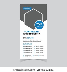 Medical rack card or dl flyer templates professional medical dl flyer  hospital dental doctor nursing flyer poster brochure banner template design vector 
