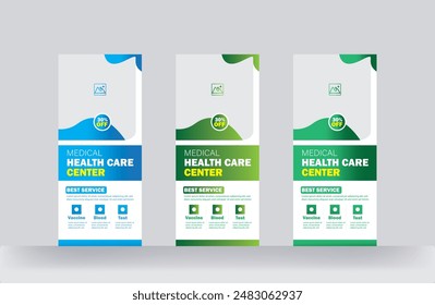 Medical rack card or roll up banner clinic flyer street business events presentations meeting design template