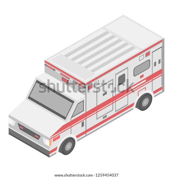 Medical reanimation ambulance icon. Isometric\
of medical reanimation ambulance vector icon for web design\
isolated on white\
background