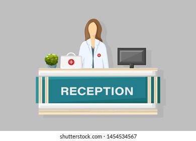 Medical reception Vector flat style. Doctor schedule appointment. Online consultation template