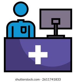Medical Receptionist at Front Desk icon Isolated on white