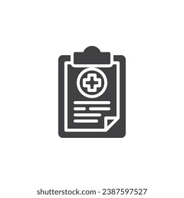 Medical record document vector icon. filled flat sign for mobile concept and web design. Medical prescription glyph icon. Symbol, logo illustration. Vector graphics