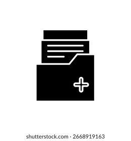 medical record file stack icon, simple flat style, vector illustration, symbol, design logo template pictogram, for ui or ux isolated on white for mobile app, editable