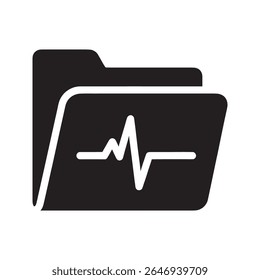 Medical Record Folder Icon With Heartbeat Line For Patient Health Data And Cardiology Report EKG Or ECG Information And Patient File Symbol Graphic