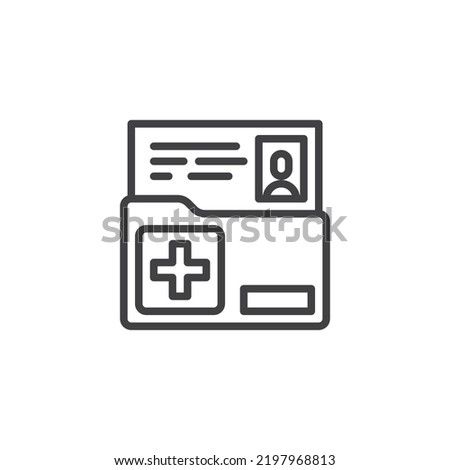 Medical record folder line icon. linear style sign for mobile concept and web design. Patient record card outline vector icon. Symbol, logo illustration. Vector graphics